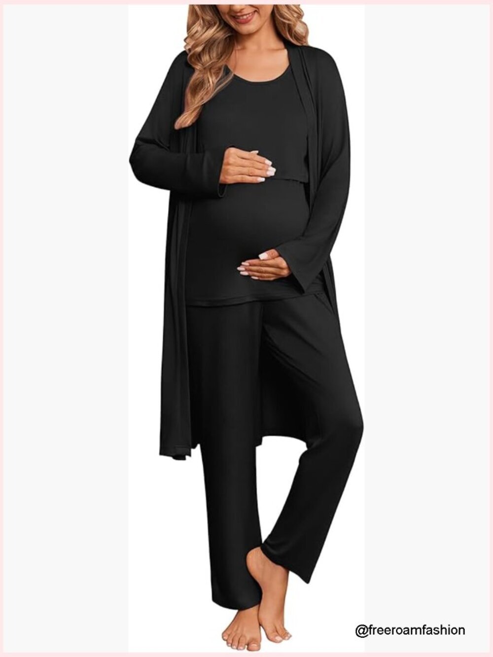 Nursing Pajama Set 3 Piece Maternity Robe Breastfeeding Pjs Postpartum
